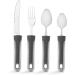 Special Supplies Adaptive Utensils (4-Piece Kitchen Set) Wide  Weighted  Non-Slip Handles for Hand Tremors  Arthritis  Parkinsons or Elderly Use  Stainless Steel Knife  Fork  Spoons (Gray Striped) - Buy Online on GoSupps.com