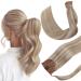 Hetto braid extensions real hair blond ponytail extensions real hair highlight ponytail extensions real hair #18/613 ashblond with bleached blonde blond 30g 35 cm 1-1 py #18/613
