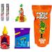 Blue Heat Chamoy Candy Pickle Kit - Includes 1 x Blue Heat Chips 55g, 1 x Chamoy Gusano, 1x Minitajin, 2x Fruit Rollup, 1x American Pickle in pounch - Ultimate Spicy Snack Gift Set