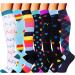 Compression Socks for Men & Women 7 Pairs Circulation 15-20 mmHg-Best support for Athletic Nurse Medical Running L-XL Multicolor-2