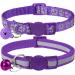 Taglory reflective cat collar with safety clasp and bell 2-piece adjustable collar cat kitten 15-20cm purple 15-20cm (2 Pack) purple