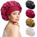 4pcs Satin Bonnet Silk Bonnet for Curly Hair Hair Bonnet Silk Hair Wrap for Sleeping Night Sleep Cap for Women (Gold Silver Black Red) Black Red Gold Silver