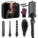 5 in 1 Beach Waver & Straightener Set by Curling Iron Set - Interchangeable Barrels Instant Heat Up LED Display Hot Tools
