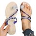 ZWVNSQV Women's Summer Flat Bottom Sandals Clip Open Toe FILP Flops Summer Cute Fruit Pineapple Two Straps Outdoor Causal Shoes Dark Blue 7.5