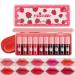 10 Colors Lip Tint Stain Set Korean Moisturizing Lip Gloss Velvet Mini Liquid Lipstick Multi-Use Lip and Cheek Tint Non-Stick Cup Lightweight Long-Lasting Waterproof Lip Tint Makeup