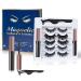 BILEYCHA Upgrade 3D Natural Magnetic Eyelashes,Lightweight Magnetic Eyeliner and Eyelashes Kit, 2 Waterproof Magnetic Eyeliners- No Glue Needed 5 Pair (Pack of 1)