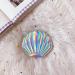 Minkissy Shell Shape Double-Sided Compact Makeup Mirror - Stylish PU Leather Travel Mirror for Women & Girls (Silver) - Buy Online on GoSupps.com