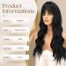 Buy Fine Long Wavy Black Wig with Ponytail - Curly Synthetic Wigs for Women | Perfect for Cosplay & Parties - 55 cm French Bangs - Buy Online on GoSupps.com