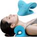 Neck and Shoulder Relaxer Cervical Traction Device for Pain Relief and Cervical Alignment Spinal Pillow Neck Stretch (Blue) (Blue)