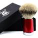 Premium Men's Badger Hair Shaving Brush with Silver Tip & Shiny Red Base | Stainless Steel Brush Stand | International Shipping Available - Buy Online on GoSupps.com