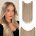 SEGOHAIR Invisible Wire Hair Extensions One Piece Hair Extensions Synthetic Hair Extension 20 inch Long Straight No Clip in Hairpieces Hair Pieces for Women-Sandy Blonde mix Bleach Blonde 20inch T394