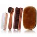 Premium Shoe Brush KY-Tech Suede Brush Shoe Polish Brushes Horsehair Shoe Brush Boot Brush High Shine Polishing Buffing Brushes with Buffing Cloth for Boots Shoes Car Seats Sofas Bags White