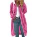 Hanxiulin plush jacket oversize warm lined fleecemantel women coat winter jacket basic hooded jacket light quilted jacket long thick coat outerwear hoodies for women xxl hot pink
