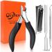Orelex nail scissors - nail cutters for thick nails fingernail clipper with nail file ergonomic comfort grip professional stainless steel black