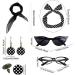 Lesunbak 50s Accessories for Women | 1950s Outfit with Headbands and Drop Earrings Costume Accessories with Red Bow Headband Vintage Polka Dot Hair Bands Cat Eye Glasses Black One Size - Buy Online on GoSupps.com