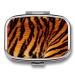Pill Box Tiger Striped Pattern Print 2 Compartment Medicine Pill Case Pill Organizer Decorative Metal Portable Pill Box for Pocket Or Purse Style