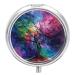 Pill Box Pill Case 3 Compartment Travel Pill Box Tree Under Night Printing Small Pill Box Portable Medicine Pill Case Pill Organizer for Purse & Pocket for Travel Handbag (Round)