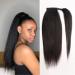 Ponytail Extension Kinky Straight Ponytail Long Yaki Straight Wrap Around Ponytail Extension for Black Women Brazilian Human Hair Ponytail Clip in Ponytail Hair Piece Ponytail Hairpiece for Women (C 22inches 100g Kinky Straight