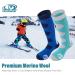 Findway 2 Couple Merino Wool Ski Socks - Unisex Thermal Winter Socks for Kids (30-36) - Breathable Snowboard Socks for Girls & Boys - Blue-Green/Blue - Buy Online on GoSupps.com