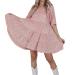 Hanxiulin women dress party dress cocktail party dress vintage tunic dresses long -sleeved mini dresses heart neckline mini dresses red m