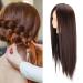 Hairdresser training head high-temperature fiber make-up window puppet pure head without make-up for cutting weaving designing dyeing (dark brown)