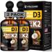Vita Guard (2 Pack) Vitamin D3 K2 Liquid Drops 10 000 IU + 200 mcg MK-7 High Absorption Sugar-Free Non-GMO Bone & Immune Booster Vegan Supplement with Coconut Oil 60 ml (2 oz)