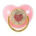 Bling Baby Pacifier Silicone Heart Shape Shiny Rhinestone Baby Pacifier for 6-18 Months Baby (Pink)