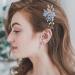 Dervivea Bridal Leaf Flower Hair Comb Pearl Wedding Hair Combs Blue Flower Side Comb Rhinestone Crystal Headpiece Decorative Hair Accessories For Women And Girls Headdress (Blue flower) - Buy Online on GoSupps.com
