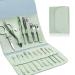 16Pcs Manicure Set Portable Nail Clippers Pedicure Kit Stainless Steel Nail Care Tools Cuticle Trimmer Professional Grooming Kit with Travel PU Leather Case for Thick Nails Men Women Parents Gift Green