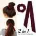 White Velvet Bow Hair Scrunchies Set - 2PCS Hair Ribbon Tie Elastics for Women and Girls - Buy Online on GoSupps.com