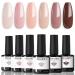 Modelones Gel Nail Polish -6 Colors Nude Pink Gel Polish Set Skin Tones Neutral Brown Soak Off Gel Nail Kit Manicure DIY Nail Art Salon Home Gift