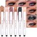 evpct 6Pcs 2 tone Eye Shadow Stick Makeup Set Waterproof Cream Eye Shadow Pencil Eyeliner Crayon Set for Eyes White Brown Gold Pink Dark Purple Bronzer Black Shimmer Eye Brightener Stick Highlighter 6 Count (Pack of 1) Set02