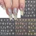 3D Holographic Butterfly Nail Art Sticker 4 Sheets Laser Shiny Butterflies Nail Charms Spring Nail Art Decoration Gold Bronzing Star Self Adhesive Nail Decals for Women
