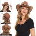 RainFlower Classic Cowboy Hat for Men & Women - Wide Brim Western Style with Belt and 2 Bands, Brown - Buy Online on GoSupps.com