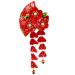 Japanese Style Cloth Hairpin Tassel Fans Shape Barrette with Bells Kimono Flower Headdress Traditional Clothes Cosplay Hair Decoration Accessory for Women Red