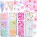 3D Flower Nail Charms, 2 Boxes 3D Acrylic Flower Nail Art Rhinestones White Pink Mixed Cherry Blossom Spring Acrylic Nail Supplies with Pearls Manicure DIY Nail Decorations Colour Change Pink Set
