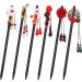 6 Pieces Chinese Wood Hair Sticks Japanese Vintage Tassel Hair Chopsticks Retro Flower Hairpins Handmade Wooden Hair Pins Classic Hair Accessories for Women Girls Long Curly Hair (Vintage Pattern) Vintage Pattern