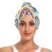 Purple Blue Yellow Seashells Hair Towel 2 Pack Super Absorbent Hair Drying Towel Quick Dry Hair Turbans Head Towel with Button Twisty Wrap for Women Girls