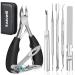 Podiatrist Toenail Clippers for Thick Nails, Professional Ingrown Toenail Tool Kit, Nail Clippers for Adults & Seniors, Thick Toenail Clippers Stainless Steel Super Sharp Blade(Black)