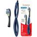 Colgate Keep Soft Manual Toothbrush for Adults with 2 Deep Clean Floss-Tip Brush Heads  Navy Starter Kit (Navy) Starter Kit
