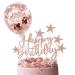 iZoeL Cake Decoration Rose Gold Happy Birthday Stars Topper Confetti Balloon Cake Decoration Birthday Decoration Girls Women Champine Gold