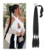 Hair Chignon 26/34 Inch Long Braided Ponytail Lengthening Synthetic Ponytail Headband Harness Wig Piece Bun for Women's Daily Use Messy Bun Hair Piece (Color : Black Size : 34inches)