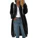 Hanxiulin fleece plush jacket fluffy warm zipper wool jacket women fleece jacket basic hooded jacket bladder fleece jacket long thick autumn winter coat with hooded plush jacket xl black