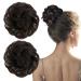 XNIVUIS 2 Pcs Messy Hair Scrunchies Scrunchy Scrunchie Messy Bun Hair Piece Hair Bun Scrunchies Hair Bun Extensions Bun Curly Wavy Hair Scrunchies Curly Wavy Hair Pieces For Women (Dark Brown)