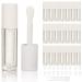 COSIDEA 24 pcs Empty 5ml big brush lip gloss tube White round lipgloss tubes container with big doe foot wand Clear bottle white cap