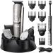 Telfun Beard Trimmer for Men, Hair Clippers Hair Trimmer for Mens Grooming Kit, Professional Cordless Mustache Nose Facial Cutting Body Groomer All in 1 Waterproof USB Rechargeable with LED Display Silver