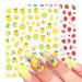 3Pcs Juice Lemon Nail Stickers 3D Adhesive Sliders Fruits Strawberry Pineapple Avocado Nail Art Decals Summer Designs Decoartions Strawberry Stickers Nail Art Yellow Stickers Nail Decals Colorful Fruit Manicure(A)