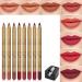 CCbeauty Lip Liners Pencil Set - Waterproof Matte Lipliners in 8 Colors with Sharpener - Buy Online on GoSupps.com