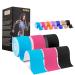 Deilin Kinesiology Tape 19.7ft Uncut Per Roll Elastic Therapeutic Sports Tapes for Knee Shoulder and Elbow Waterproof Athletic Physio Muscles Strips Breathable Latex Free Blue+black+pink