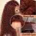 Reddish Brown Deep Wave Lace Front Human Hair Wig 180% Density | 13X4 HD Lace Frontal Copper Red Colored Curly Glueless Wig Pre Plucked for Black Women - Buy Online on GoSupps.com